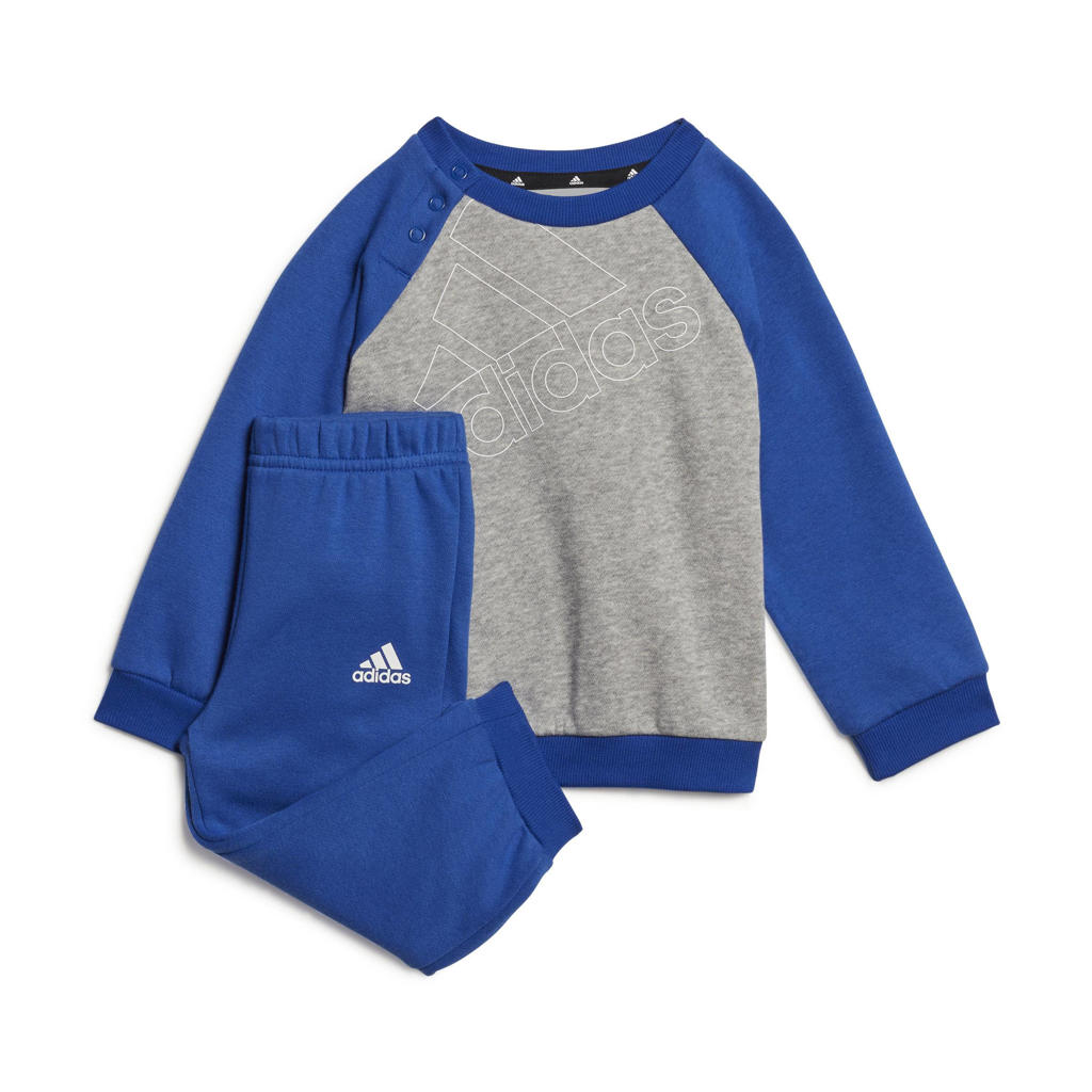 adidas Performance   fleece joggingpak blauw/grijs melange