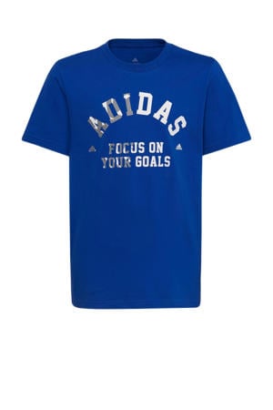  sport T-shirt blauw/wit