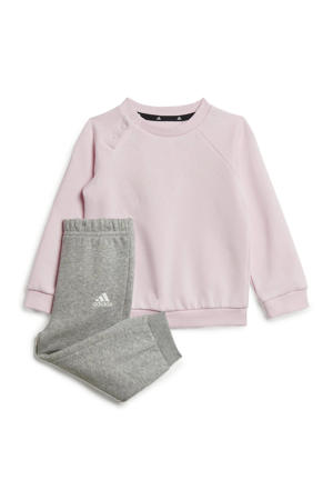   fleece joggingpak roze/grijs melange