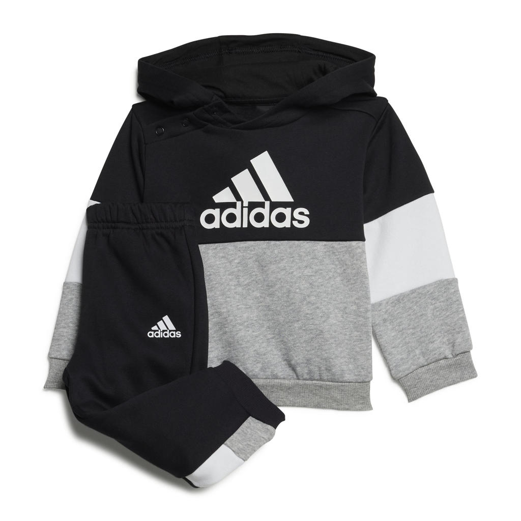 adidas Performance   fleece joggingpak grijs/zwart/wit