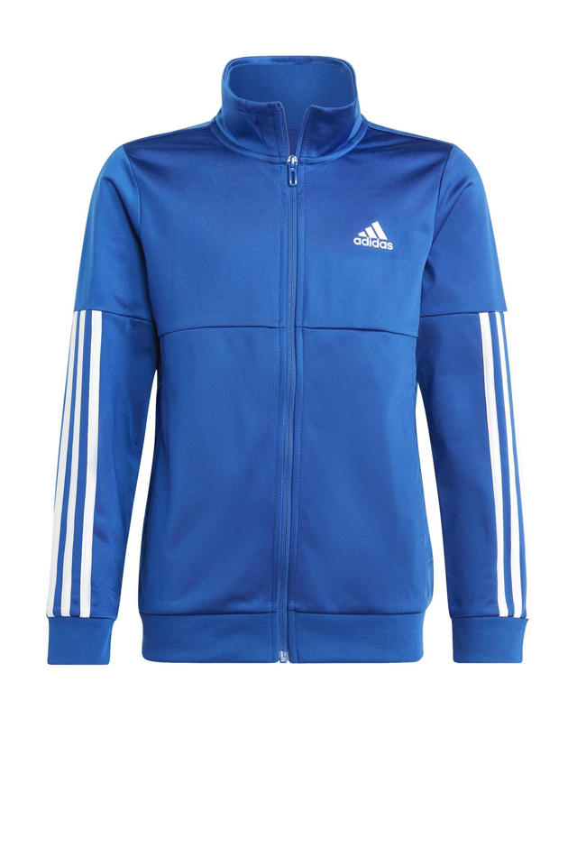 adidas trainingspak blauw/grijs | wehkamp