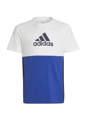   sport T-shirt wit/blauw