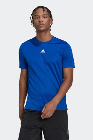   sport T-shirt blauw/wit