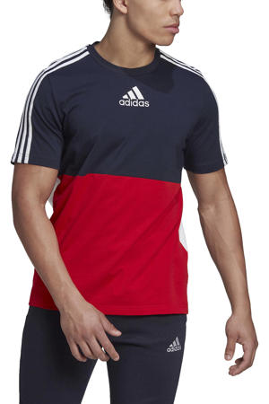   sport T-shirt donkerblauw/rood/wit