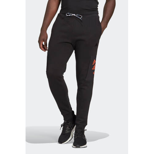 adidas Performance fleece joggingbroek zwart/oranje