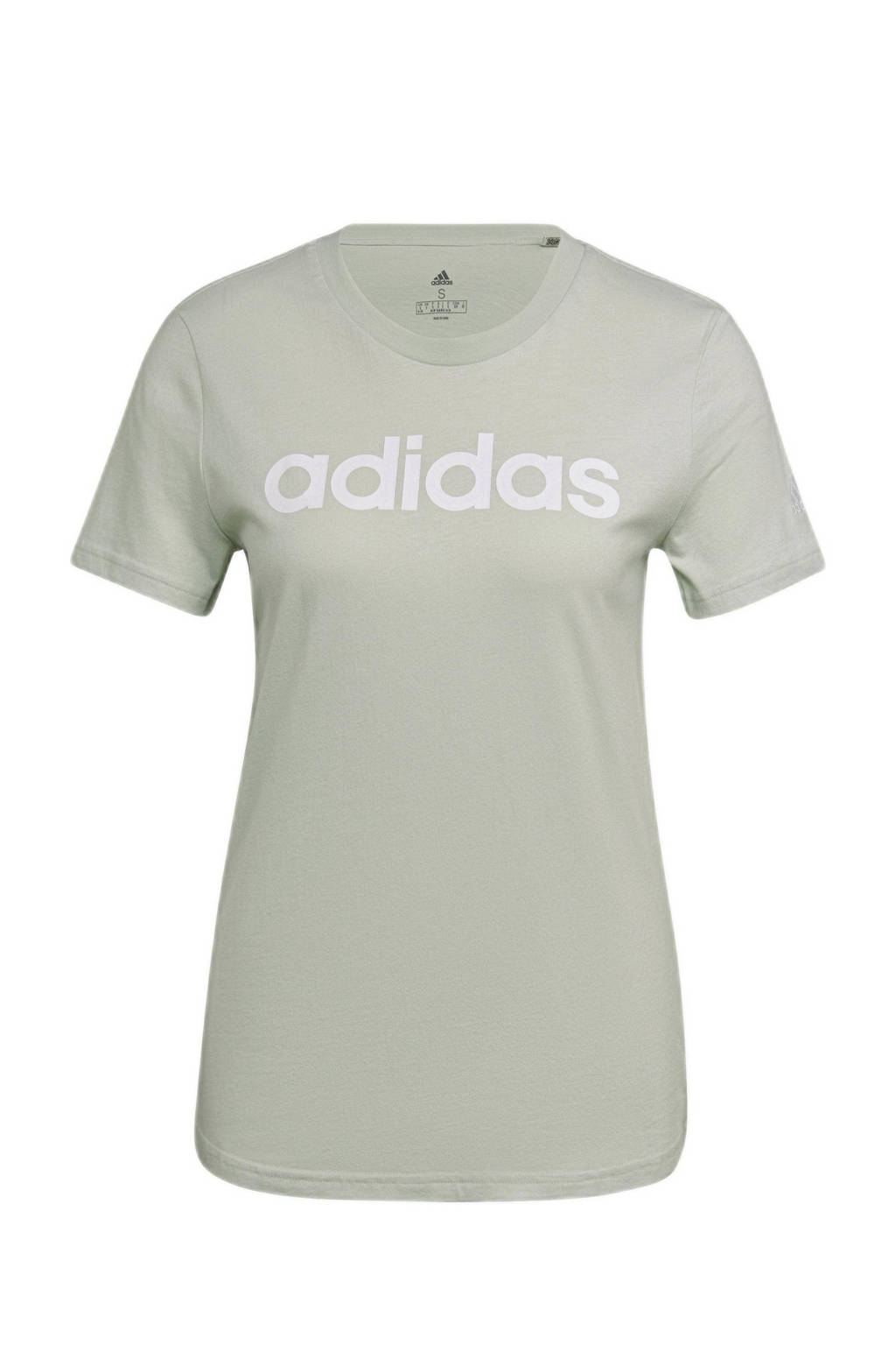 adidas Performance sport T-shirt lichtgroen/wit