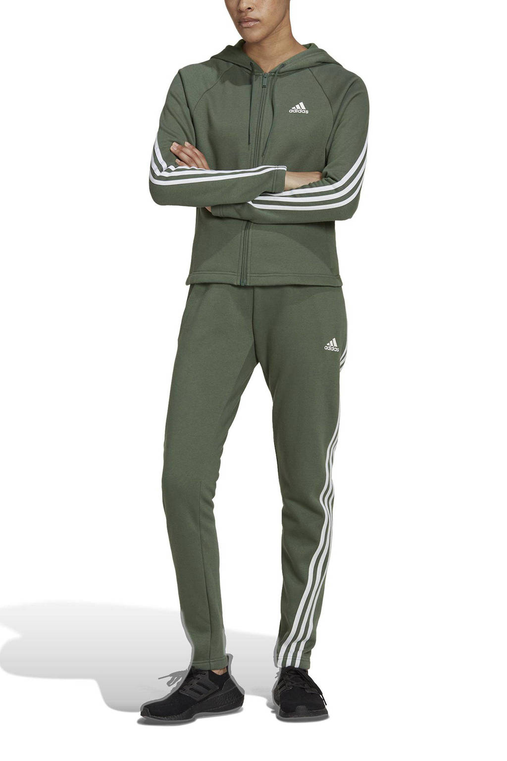 matig De kerk Aubergine adidas Performance fleece joggingpak groen/wit | wehkamp