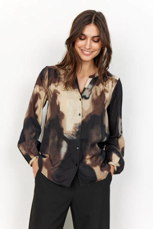 blouse GLENN  met all over print bruin/beige/zwart