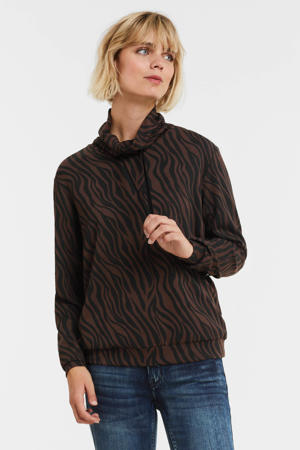 sweater met zebraprint bruin/zwart