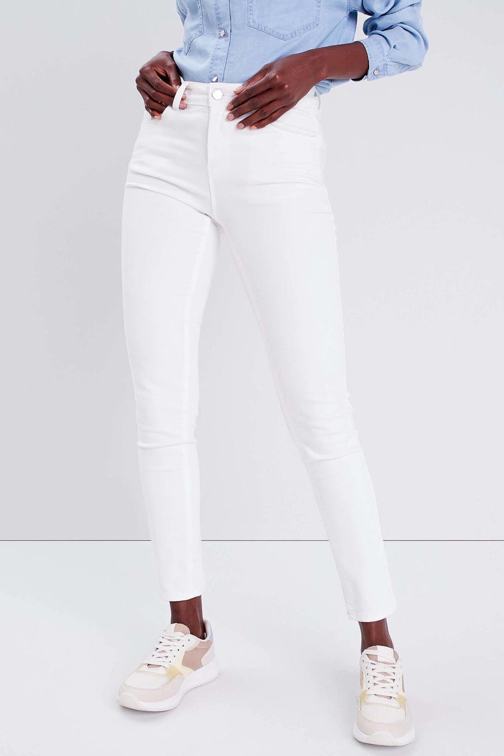 Witte dames Cache Cache high waist slim fit jeans van stretchdenim 