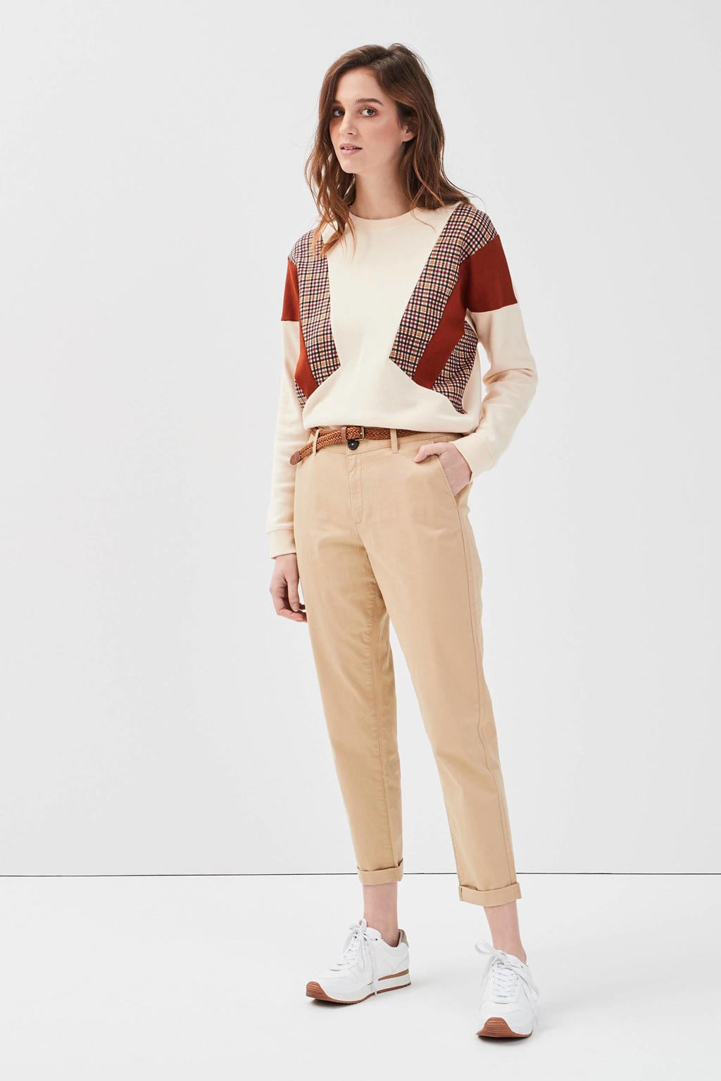 Beige dames Cache Cache regular fit chino van katoen met effen