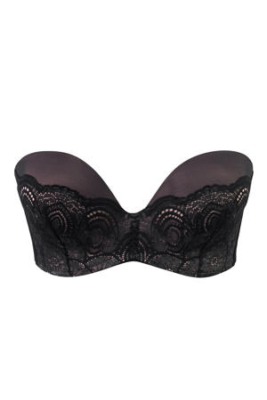 voorgevormde strapless push-up bh Ultimate Strapless Lace Bra beige