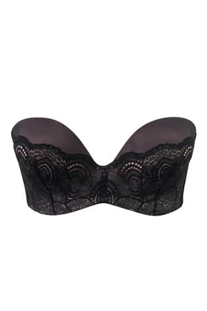 voorgevormde strapless push-up bh Ultimate Strapless Lace Bra beige
