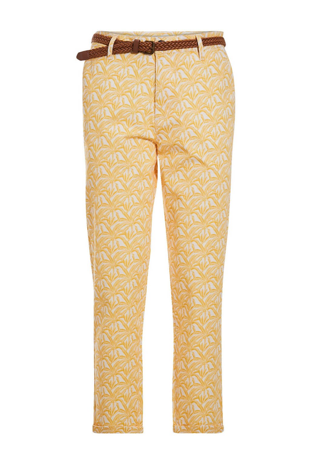 Cache Cache 7/8 chinobroek slim fit print geel/wit