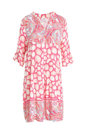 jurk met paisleyprint roze/wit/blauw