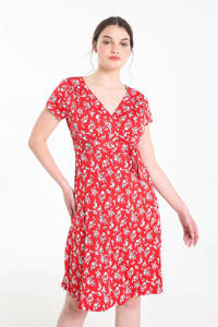 Cassis gebloemde jurk rood/wit