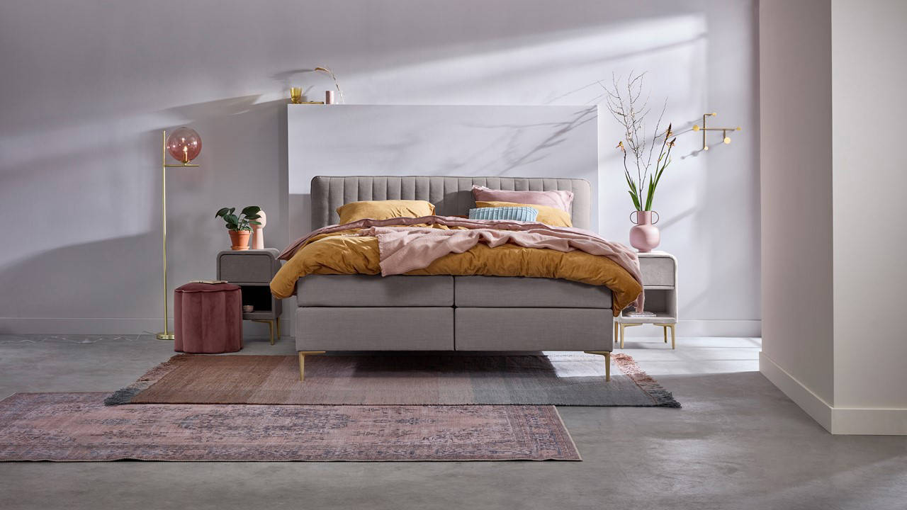 B Bright Complete Boxspring Ruby Vlak Met Gestoffeerd Matras (140x200 ...