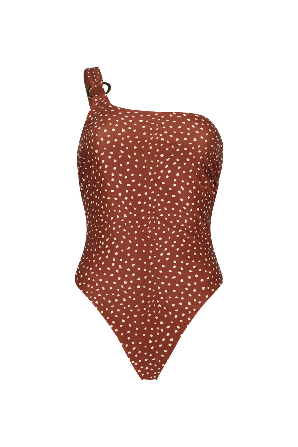 Hunkemöller one shoulder badpak Ari bruin/wit