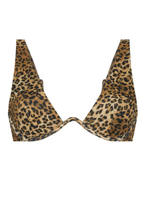 beugel bikinitop Leopard met panterprint bruin/zwart