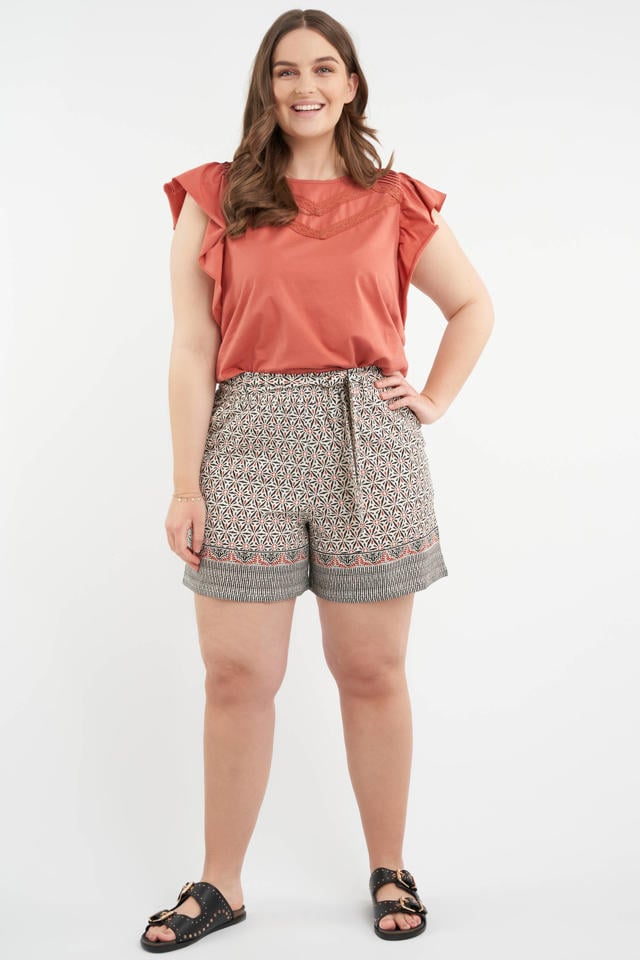 Zwerver Uitstekend adopteren MS Mode korte broek met all over print bruin/zwart/oranje | wehkamp