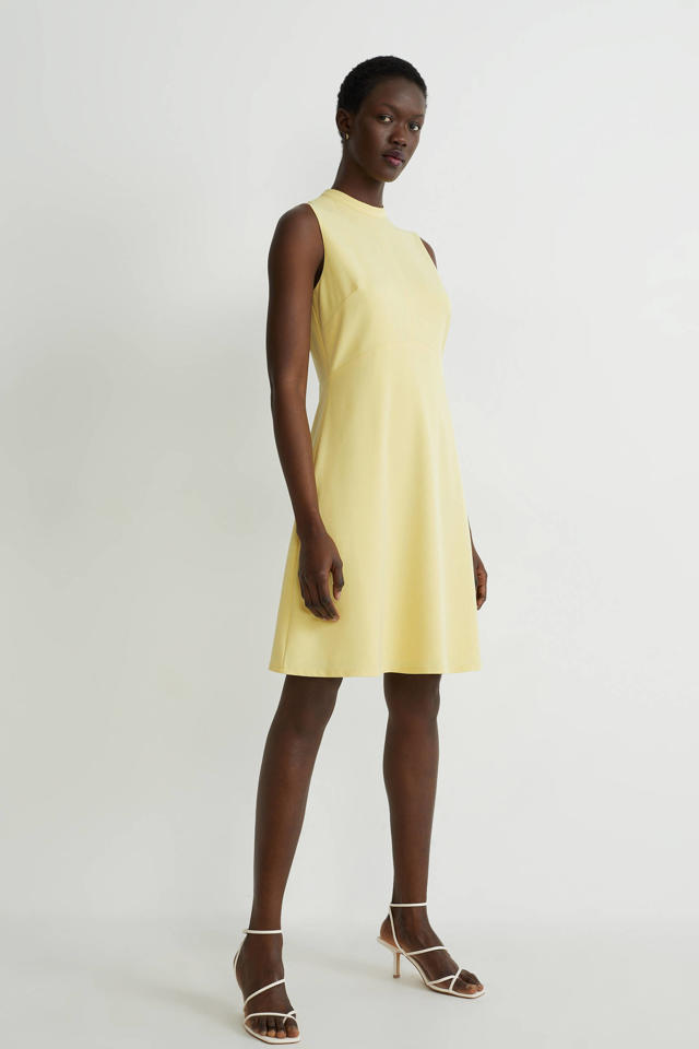stoom paus alcohol C&A A-lijn jurk van gerecycled polyester geel | wehkamp
