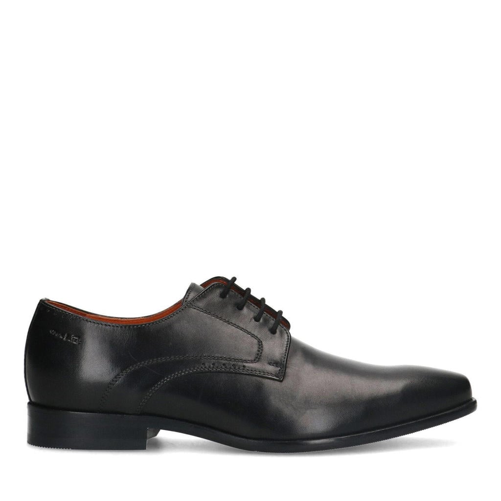 Zwarte heren Van Lier leren veterschoenen