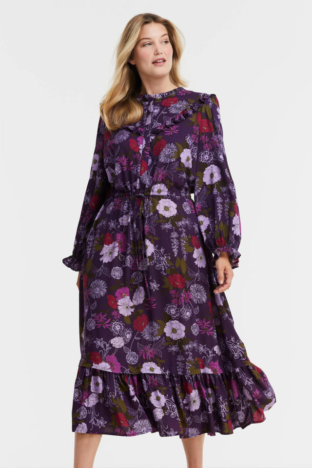 vijver vertrekken God Miljuschka by Wehkamp maxi jurk met bloemenprint paars | wehkamp