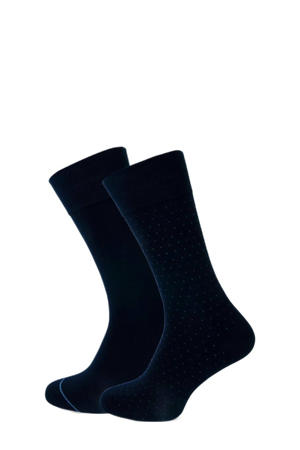 sokken Alex met print - set van 2 donkerblauw