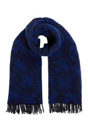 sjaal met all-over print donkerblauw