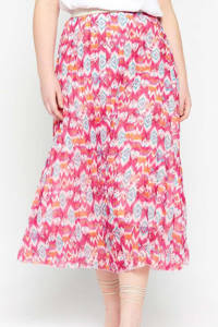 Fuchsia dames LOLALIZA rok met all over print gemaakt van polyester en met elastische tailleband