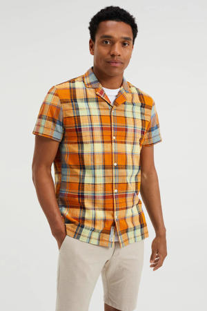 geruit regular fit overhemd oranje