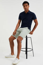 thumbnail: WE Fashion badstof slim fit polo donkerblauw