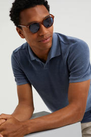 thumbnail: WE Fashion badstof slim fit polo blauw