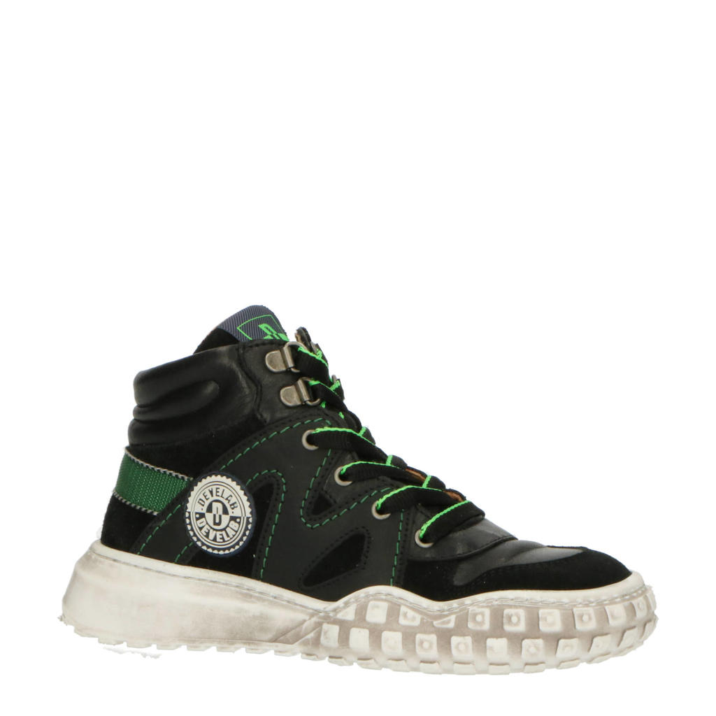 Develab 45687  leren sneakers zwart/groen
