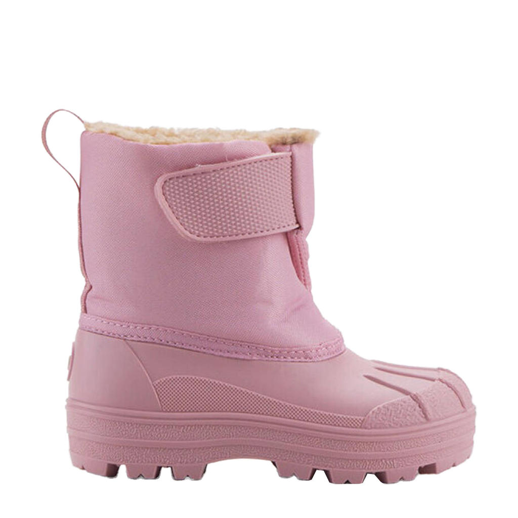 Roze jongens en meisjes Igor snowboots van rubber met profielzool en klittenband
