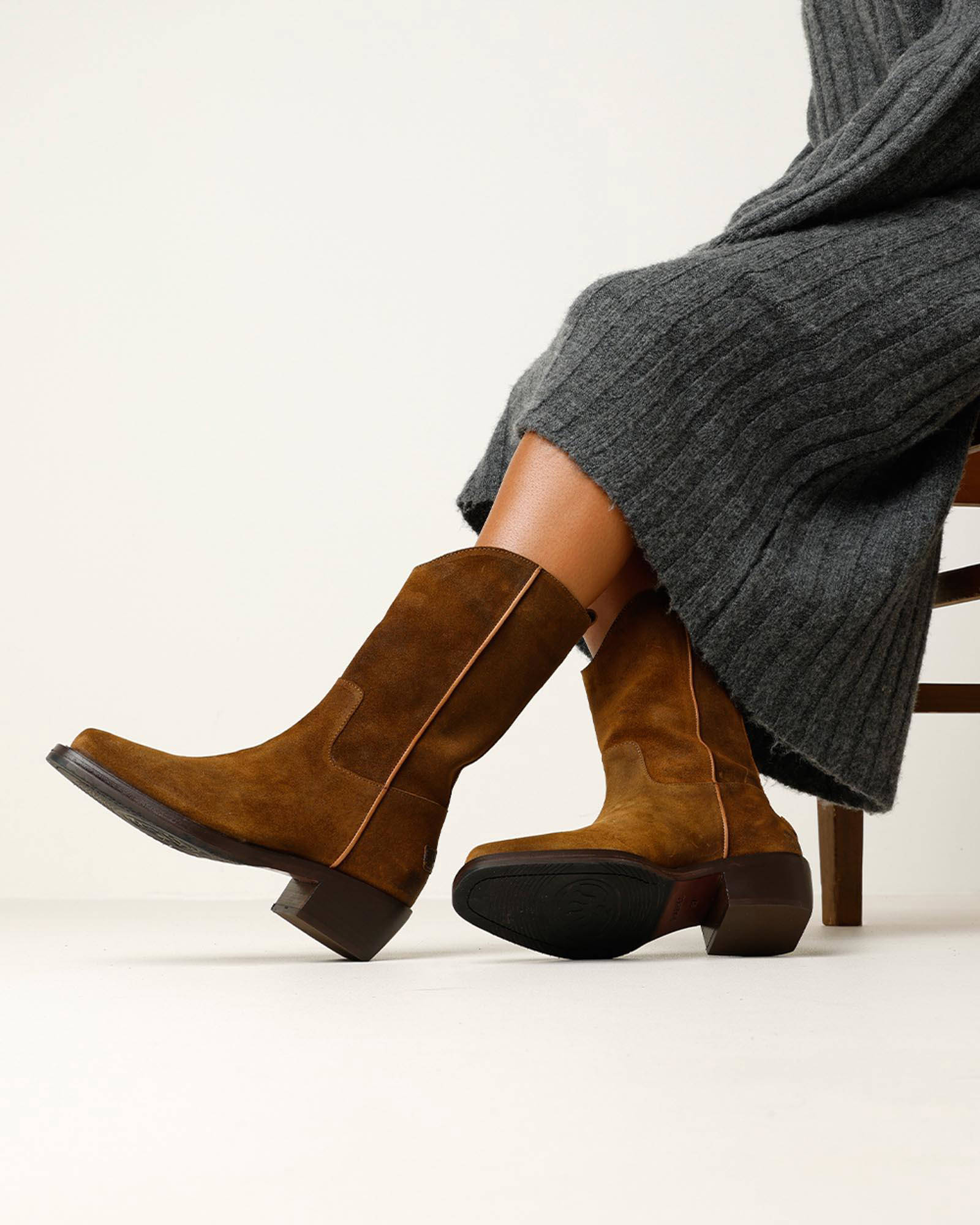 Shabbies Amsterdam suede laarzen bruin | wehkamp