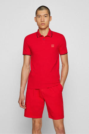 polo Passertip met contrastbies bright red
