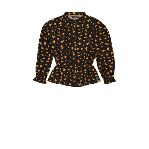 LEVV blouse Angie met panterprint grijs/geel