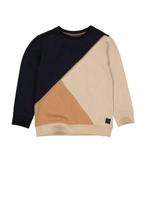 sweater Bas donkerblauw/ecru/bruin