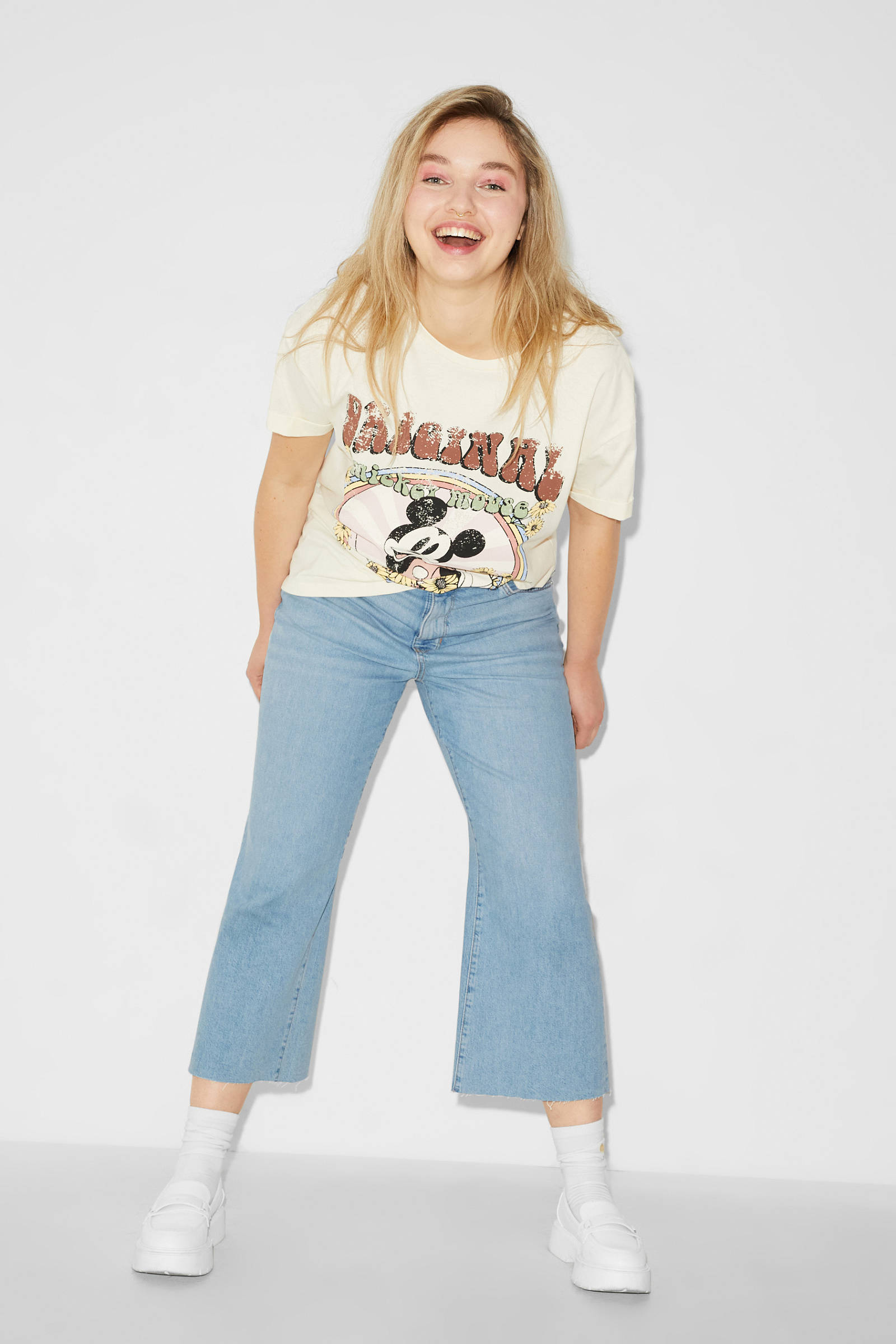 C\u0026A XL Clockhouse cropped wide leg jeans lichtblauw | wehkamp