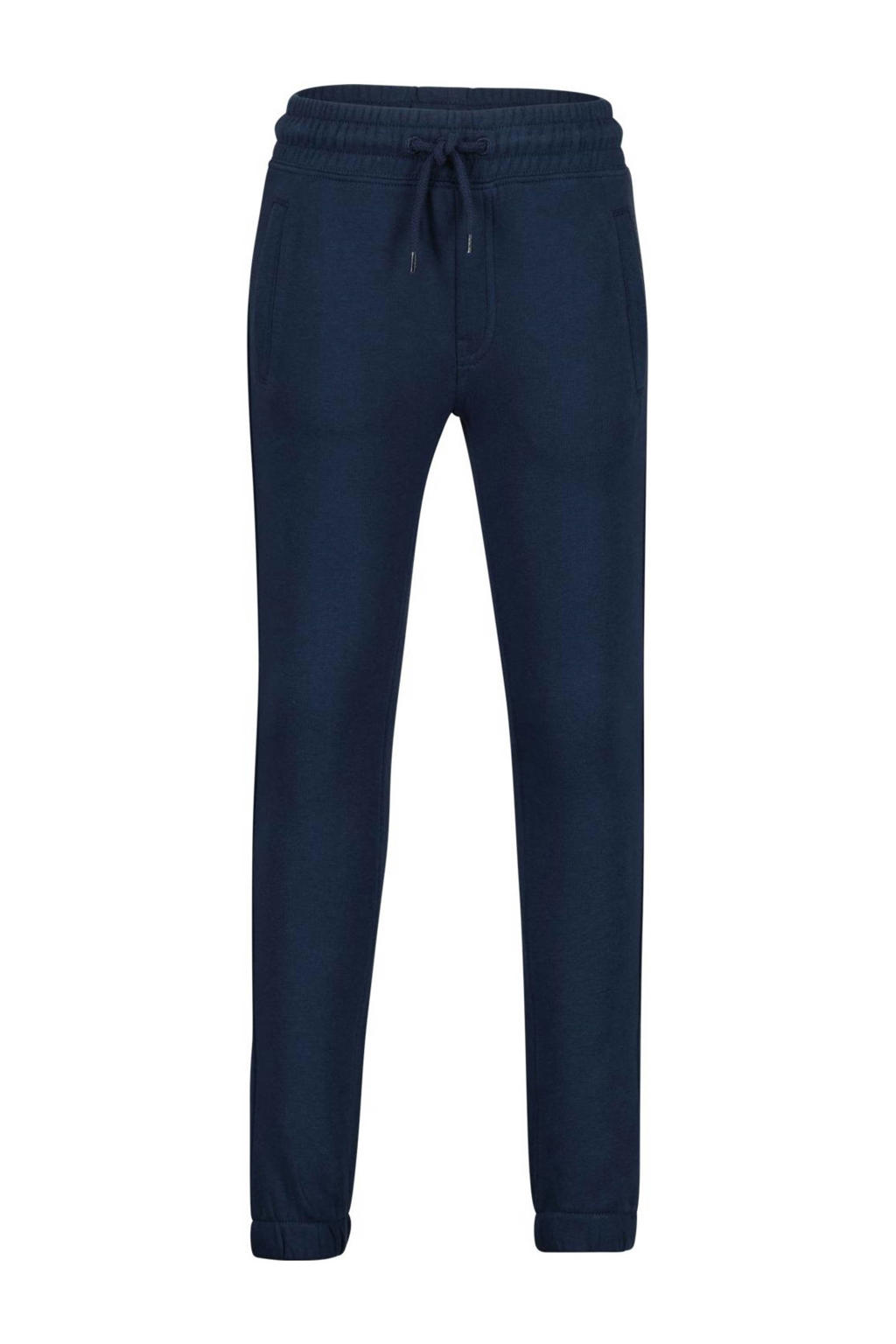 Donkerblauwe jongens Raizzed regular fit joggingbroek Shelby Nora van sweat materiaal met elastische tailleband met koord en effen