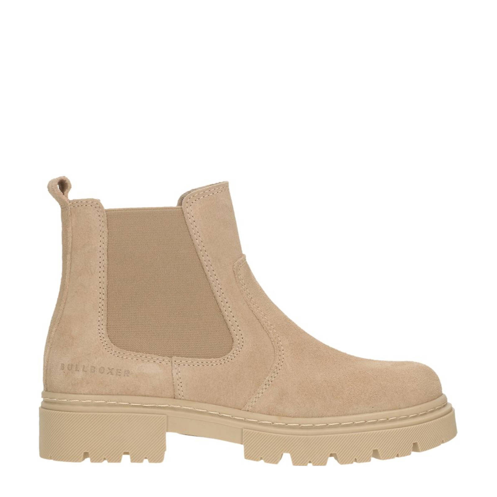 bullboxer leren chelsea boots beige | wehkamp