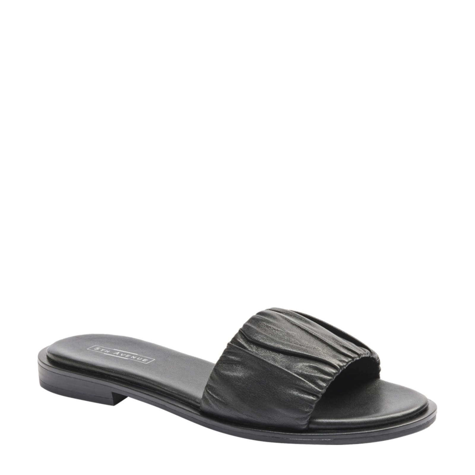 Zwarte leren best sale slippers dames