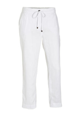 linnen cropped tapered fit broek wit