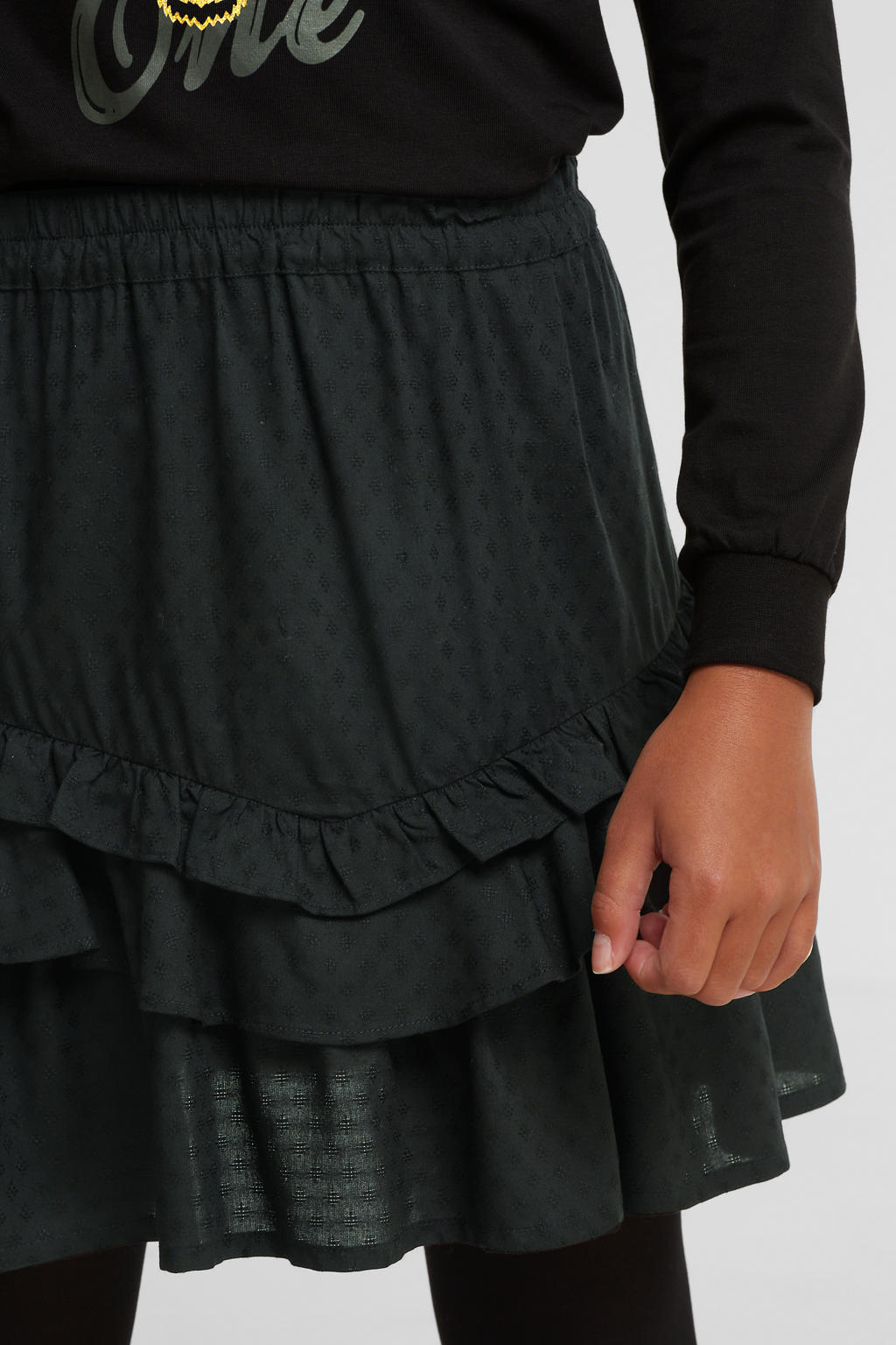 anytime mini rok met ruffle zwart | wehkamp