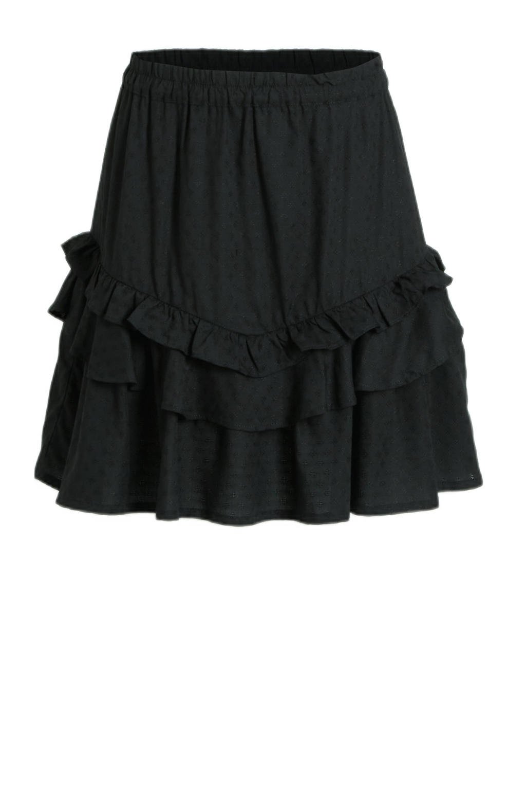 anytime mini rok met ruffle zwart | wehkamp