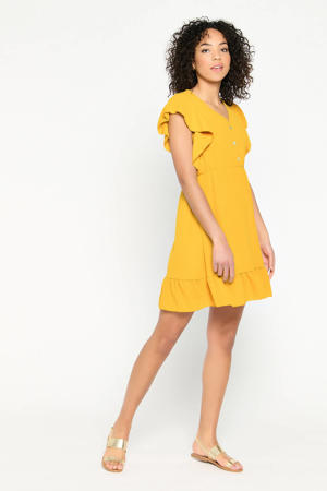 A-lijn jurk met ruches geel