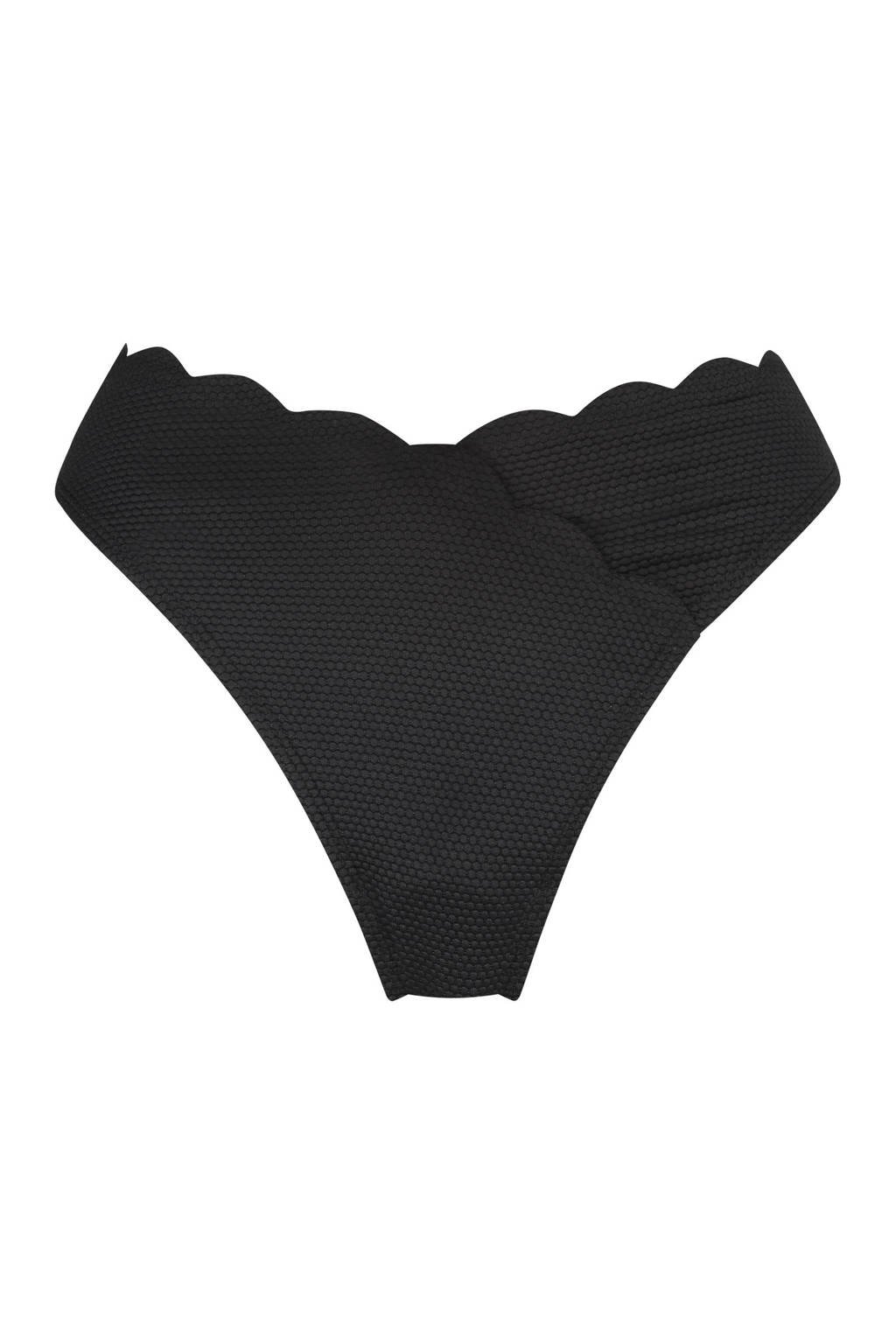 Hunkemöller high leg bikinibroekje Scallop met structuur zwart