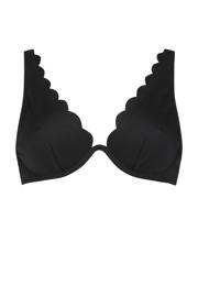 thumbnail: Hunkemöller niet-voorgevormde beugel bikinitop Scallop met textuur zwart