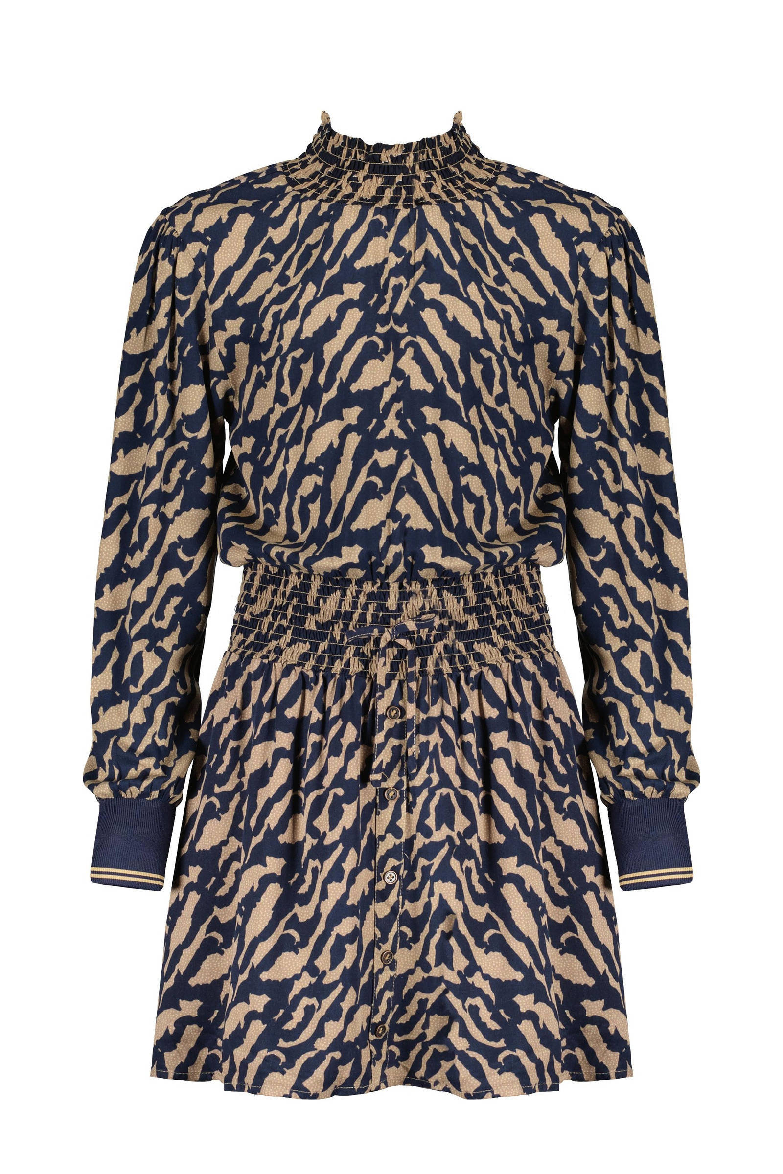 NoBell jurk Moor met all over print beige blauw wehkamp